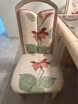 Four Upholstered Floral Dining Chairs
