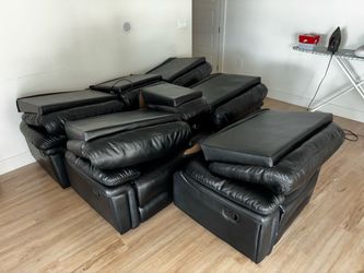 Black Leather Recliner Sofa Set