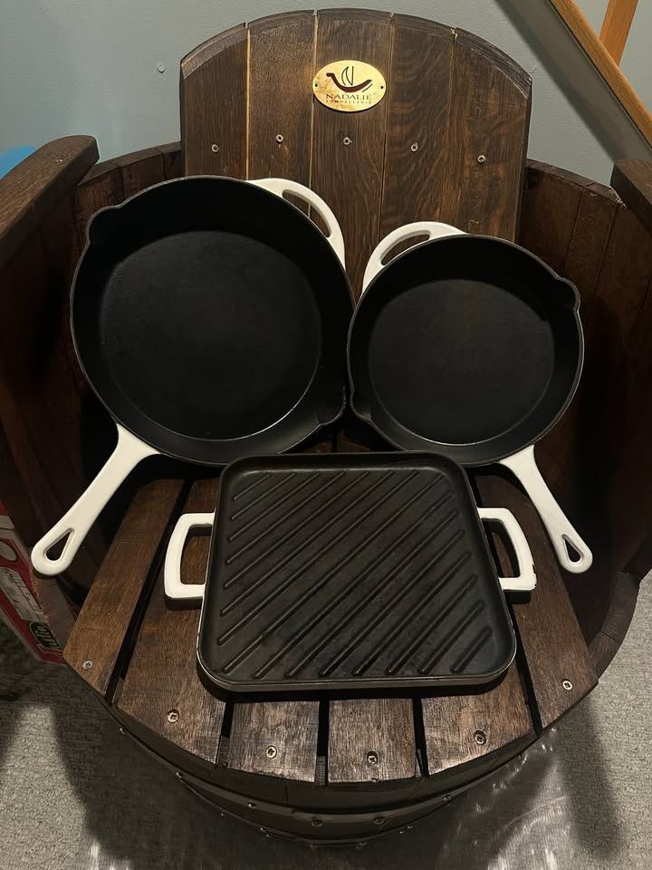 Target Threshold 3-Piece Cast Iron Cookware Set - White (2 Skillets & 1 Griddle)