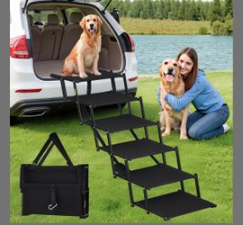 Dog Stairs For Cars - Heavy Duty Foldable Pet Ramp, 150 Lbs Capacity