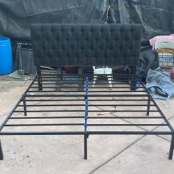 King Size Metal Platform With Black Headboard