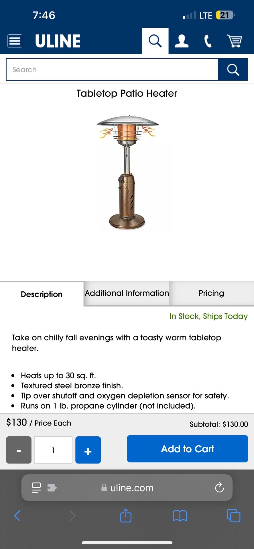 Table Top Patio Heater 