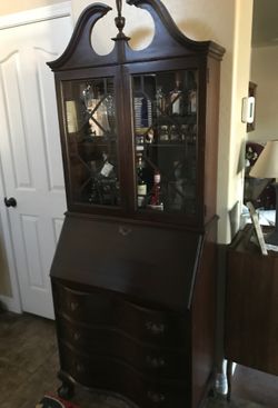 Antique Desk Made into a bar cabinet.