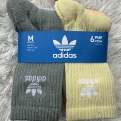 Adidas Men's Crew Socks - Olive and Light Yellow size medium 