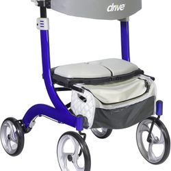 Drive Nitro DLX Foldable Rollator Walker with Seat, Blue