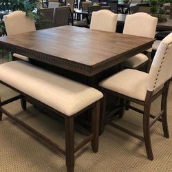 Regent Grayish Brown Counter Height Set (Dining table and Chairs