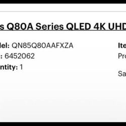 Samsung Q80 - 85” QLED - Needs New Panel