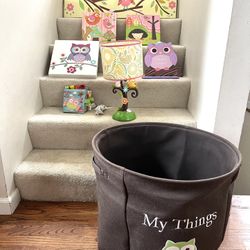 Kids Room Decor. Oopsy Daisy Wall Decor, Lamp, laundry Or Toy Basket, Baby Book ($55 For All )