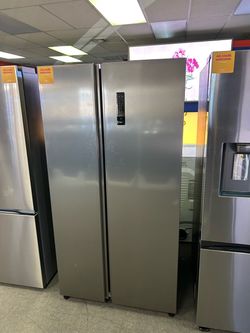 Element Side by Side Refrigerator in Stainless Steel!