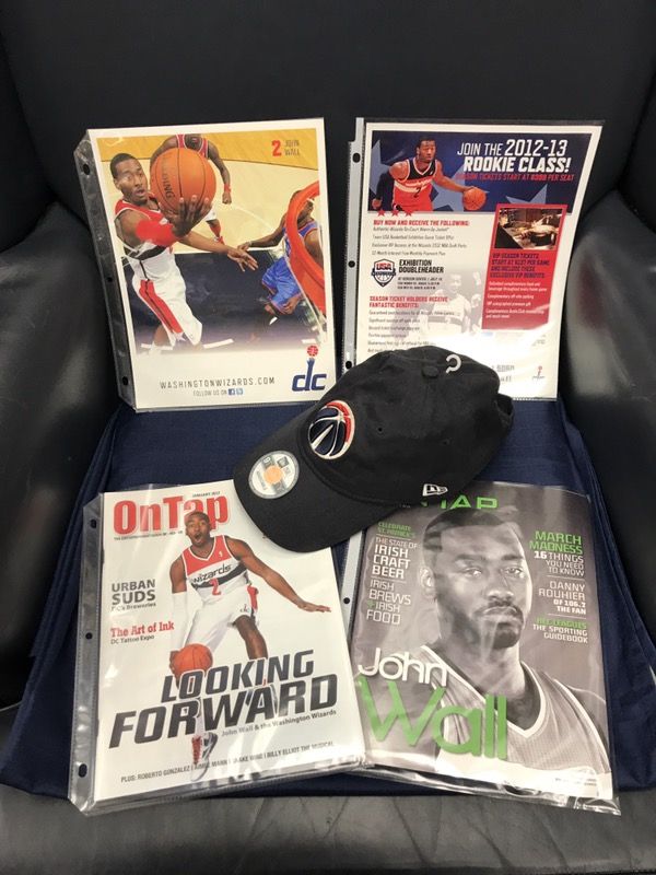 John Wall Rookie Magazine Covers n Wizards Tix Promos with Wizards Logo Cap! Great Nostalgia Piece/ Package for the Wizard