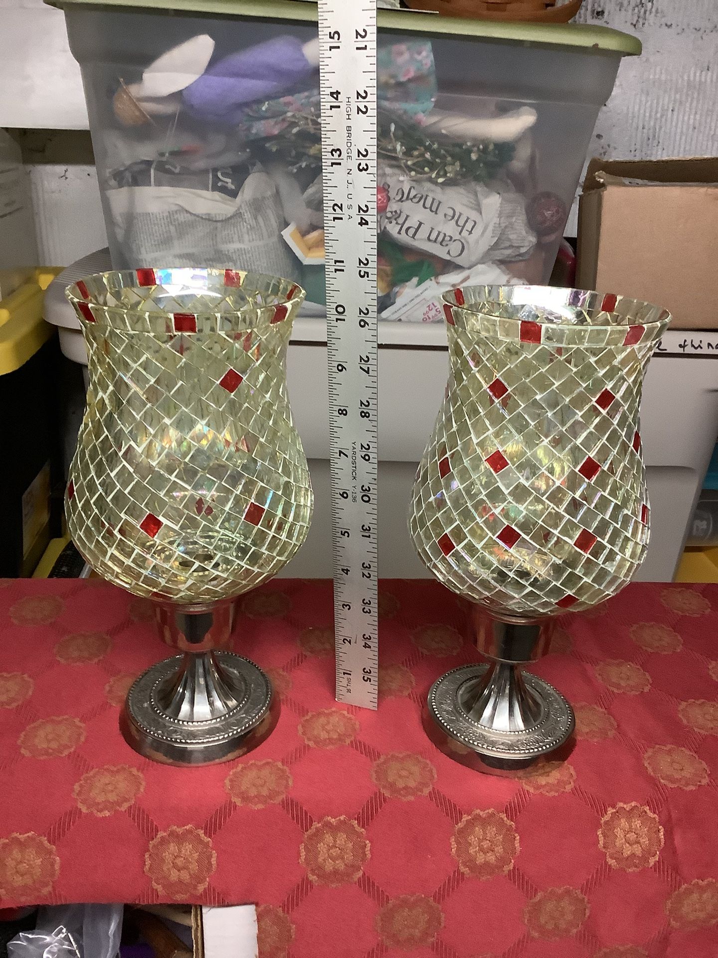 Set Of Mosaic Candles Holder With Candles 