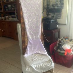 Purple Mermaid Blanket With Silver Seashells
