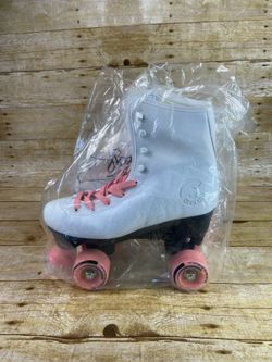 C SEVEN C7 Skates Quad Roller Skates Mens Size 6 Retro Design Pink White