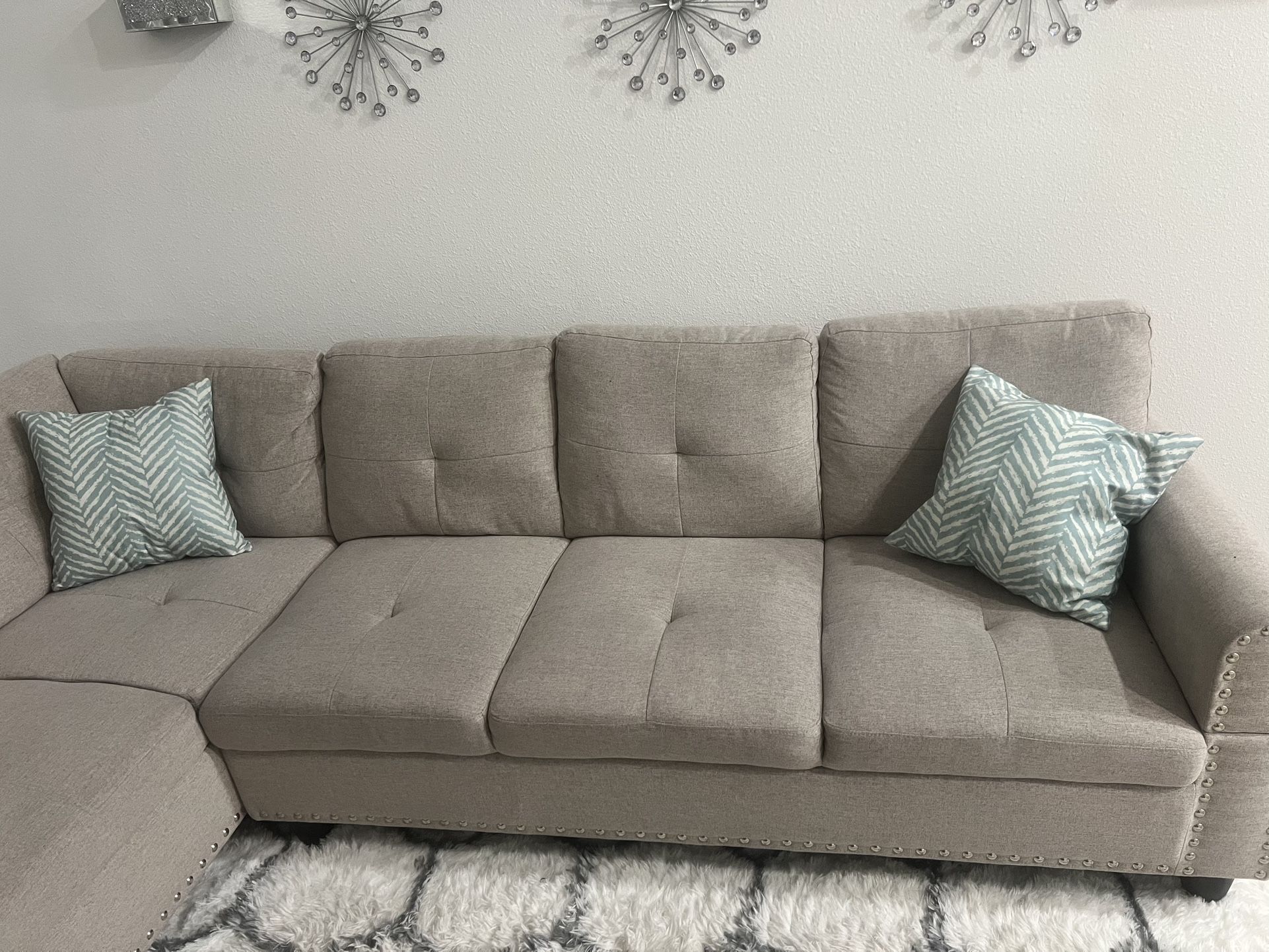 Beige Sectional Couch (ONLY) For Sale