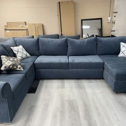 BLUE SECTIONAL With Chase 