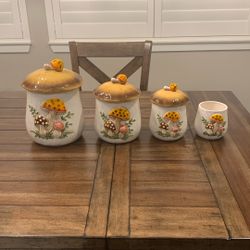 Vintage Merry Mushroom Canister Set Sears Roebuck And Company Made In Japan 1978