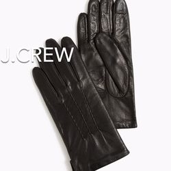 ❄️(NEW) WOMEN’S J.CREW FACTORY BLACK TOUCHSCREEN LEATHER GLOVES - SIZE: LARGE (MSRP: $98)❄️