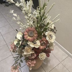 Large Flower 17” Tall Vase With Mix Flowers