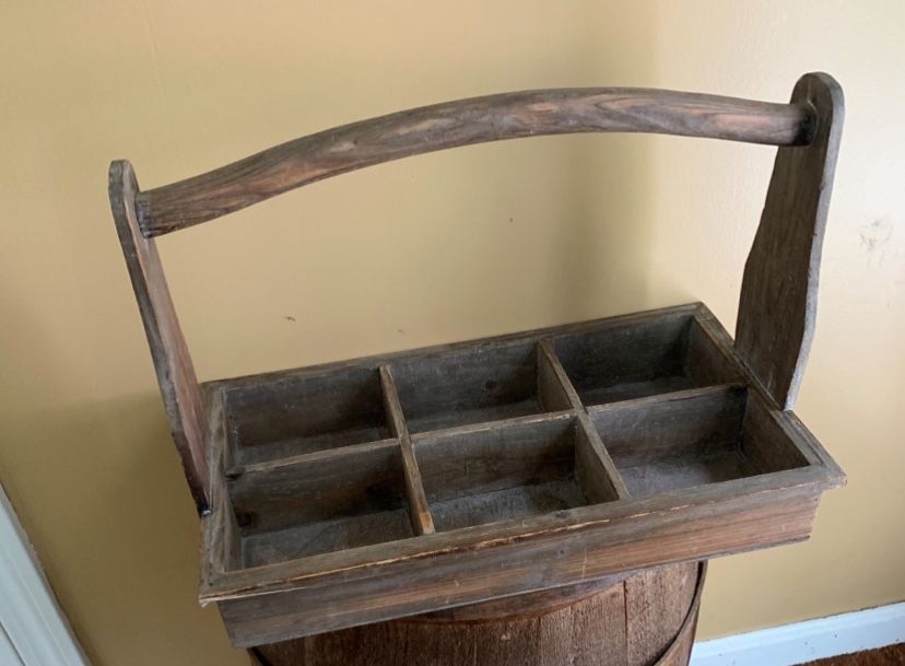 Primitive Wooden Divided Carryall