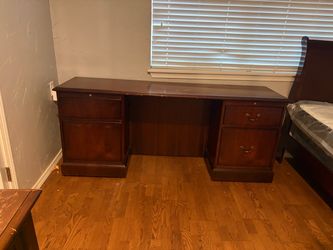 Dark Wood Executive Desk with Drawers