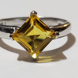 Sterling Silver Citrine Ring 