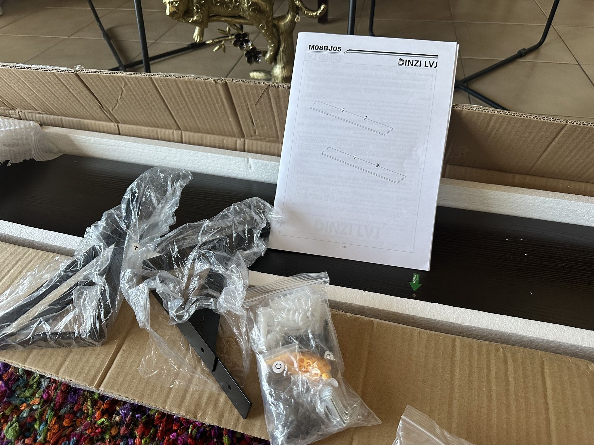 Set Of Dark Brown/black Shelves With Brackets 