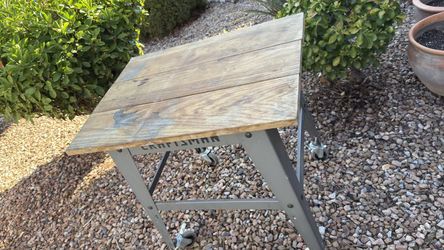 Craftsman gray rolling tool stand wood top