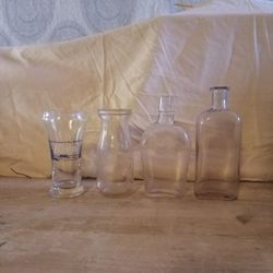 Vintage Glass Bottles And Hamm's Drinking Glass