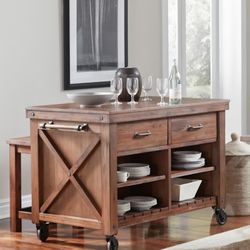 ANACORTES KITCHEN ISLAND TABLE(Mahogany Solid Wood)