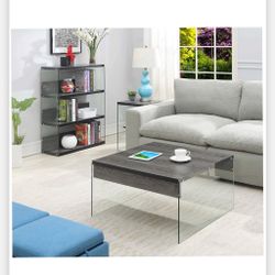 High Quality Modern Weathered Gray Square New Glass Coffee Table