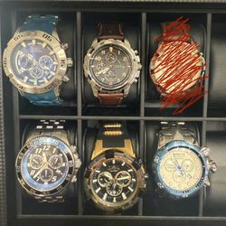 Men’s Watches (4 Invicta, 1 Fossil) 