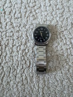 Casio Men's Stainless Steel Watch – Black Dial with Full Arabic Numerals