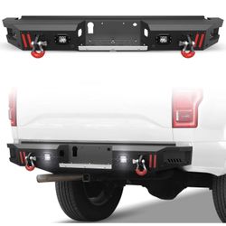 New in the box For 2015–2025 Ford F150 Powder Coated Rear Bumper with Sensor Hole+LED Light (D773)