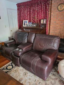 Two Leather Powered Recliners