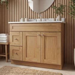 42” Bathroom Oak Vanity with Quartz – Perfect Fit