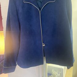 Draper & Damon Vintage Navy Blue  Swede Blazer women’s size 16 Petite 