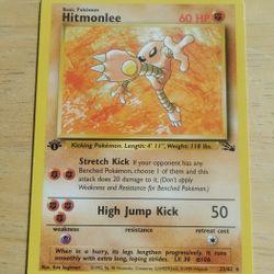LP WOTC 1st Edition Non Holo Hitmonlee 22/62 Fossil Set Pokemon Card