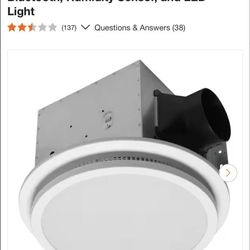 Homewerks Decorative White 110 CFM Ceiling Mount Bathroom Exhaust Fan with Bluetooth, Humidity Sensor, and LED Light new $130 firm