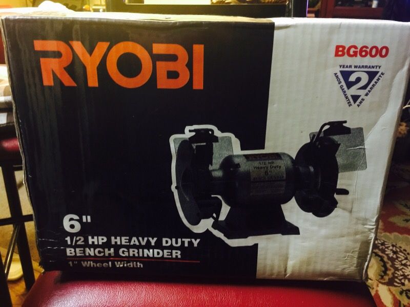 Ryobi 6 inch 1/2 HP HEAVY BENCH GRINDER 1" Wheel width