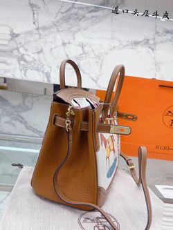 Hermès Hermes Birkin Top bag with straps Light brown Leather Cloth
