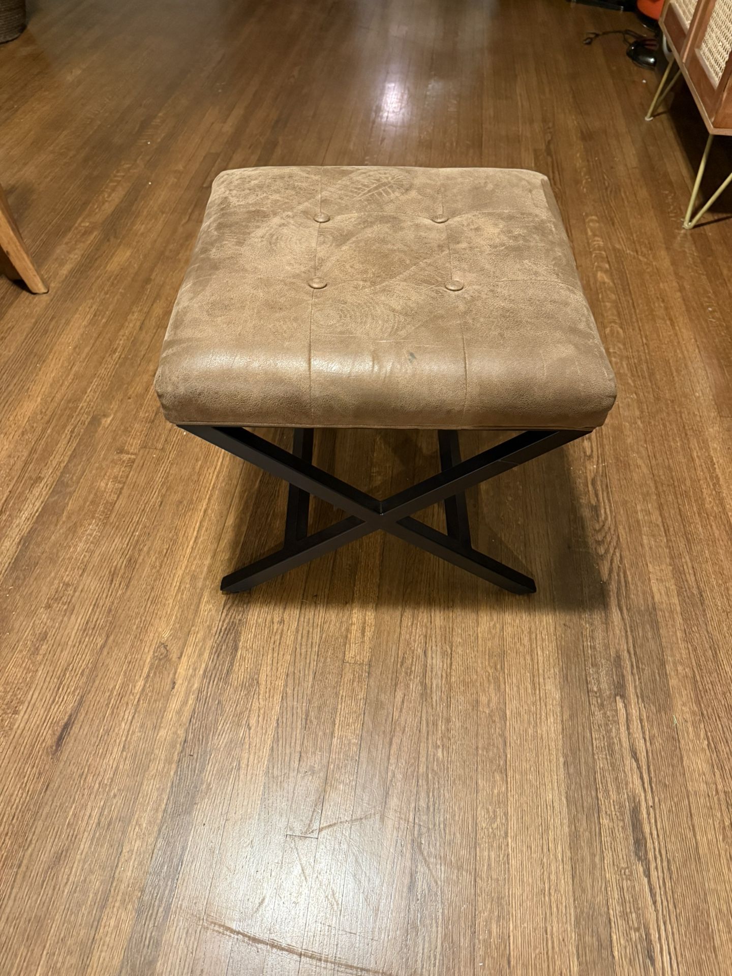 Brown Faux Leather Ottoman Footstool