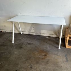 White Glass Office Table 61” X 31 1/2”