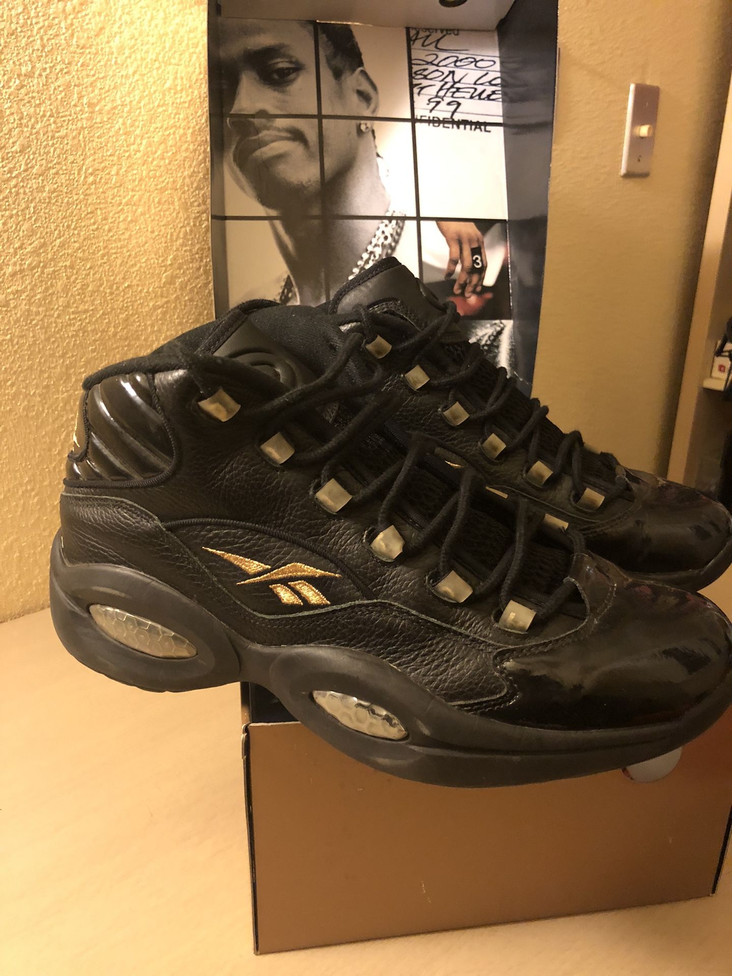 Reebok Question Mid Black/gold size special box 10th