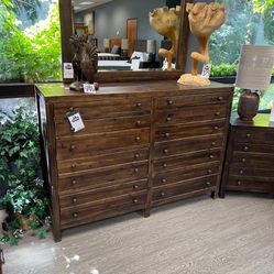 Brown Solid Acacia Wood Dresser - Farmhouse