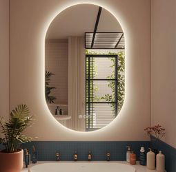 SMIROR 40x24" Backlit LED Oval Bathroom Vanity Mirror