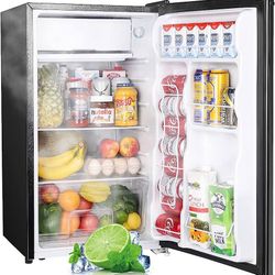 Small/Mini Fridge with Freezer, Single Door Mini Fridge, Adjustable Thermostat, Mini Refrigerator for Dorm, Office, Bedroom, 3.2cu.ft