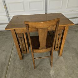 Vintage Wooden Desk And Chair