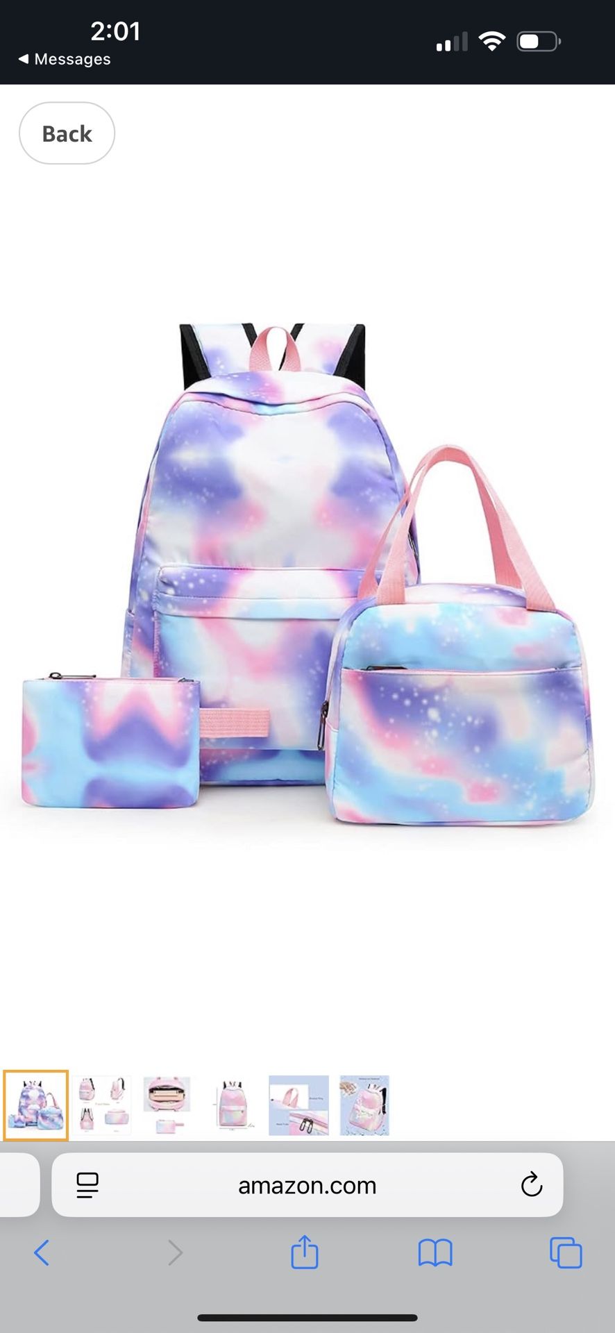 sanjimida Lightweight backpack,Rainbow Gradient Backpack,With lunch bag (Starry Purple)