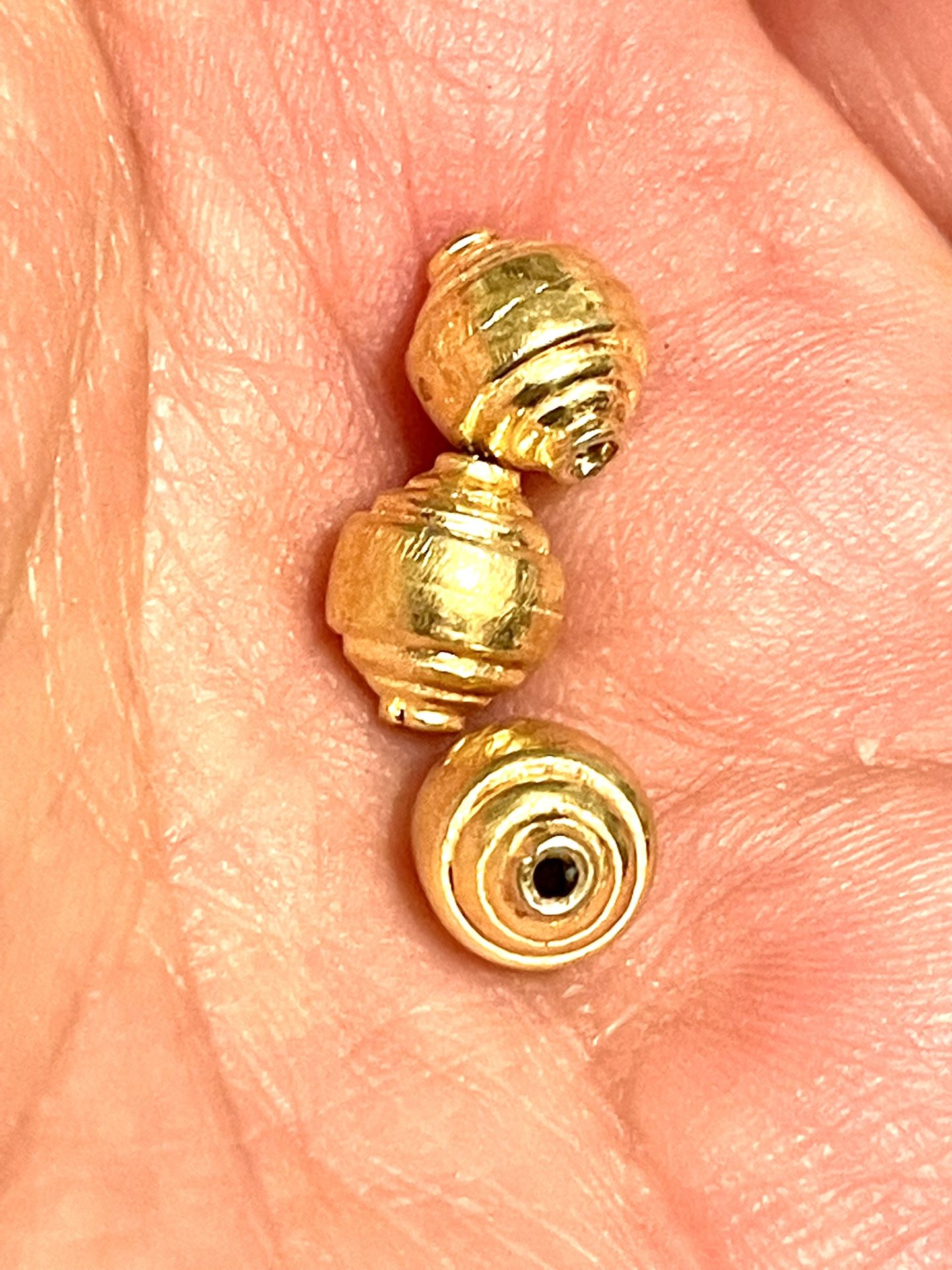 Lot Of 19 Textured Brass Beads 