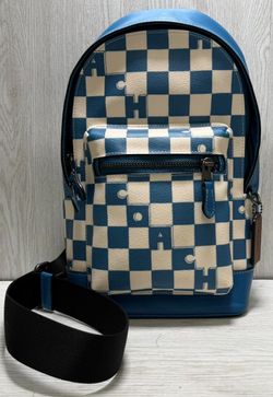 Coach West Pack Blue Checkered Crossbody Bag (A1G012333)